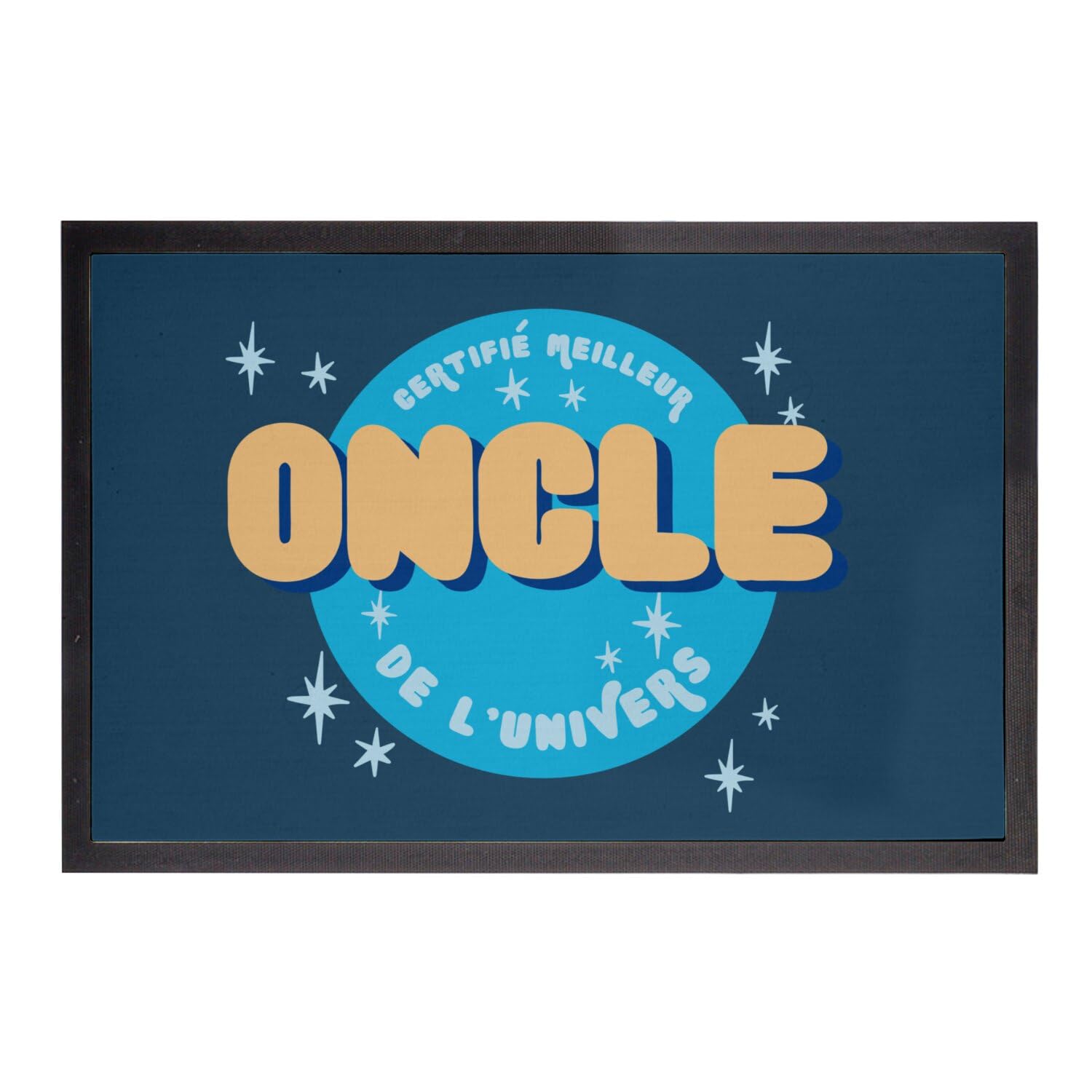Paillasson bleu cadeau oncle cercle famille 75x50cm