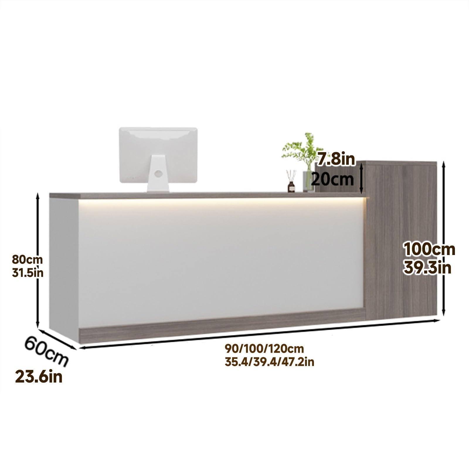 Nowoczesne biurko – stolik biurowy, duży ruch, drewno Ele & biały design, prawa strona, 90 cm, współczesny do przestrzeni biznesowych