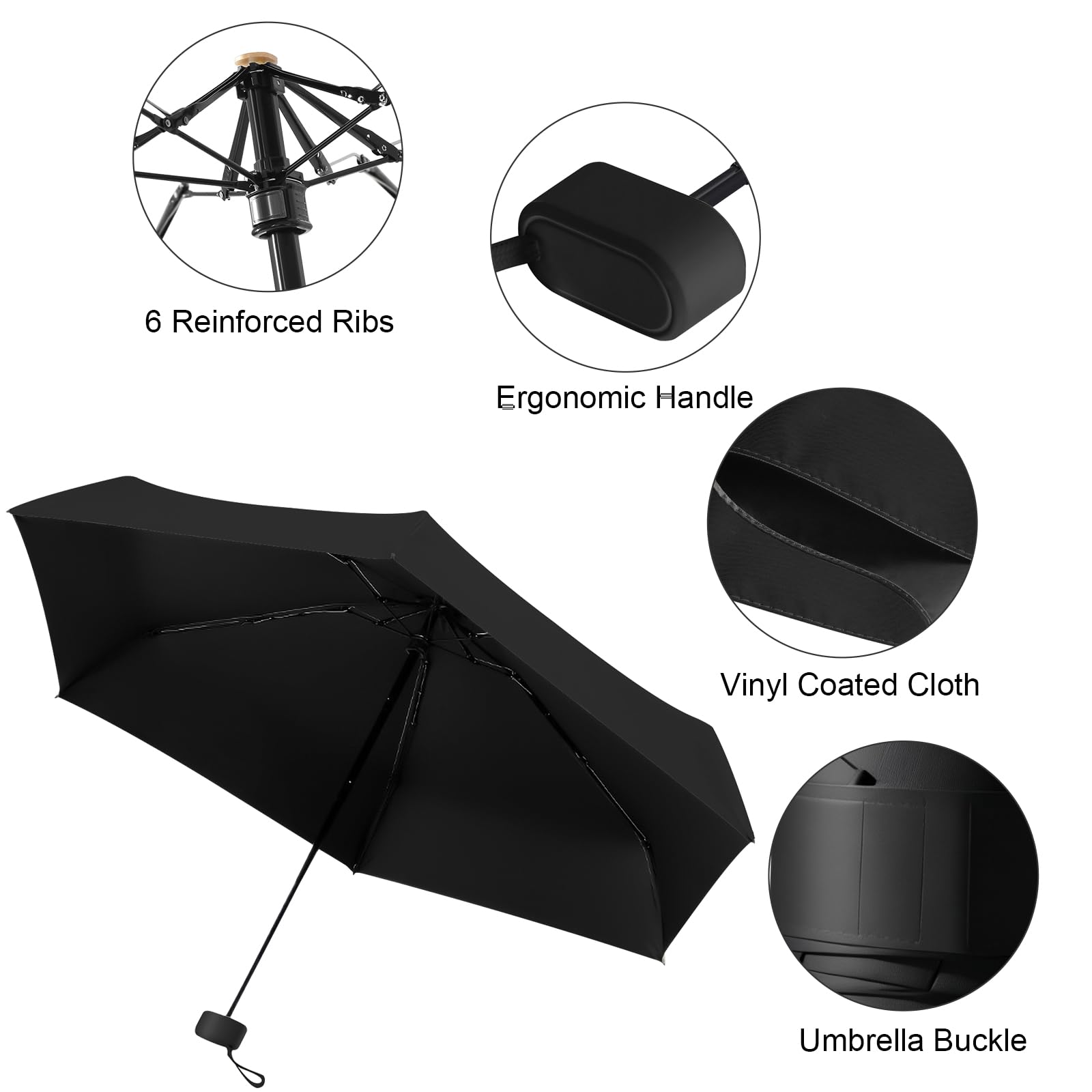 Ombrello Piccolo, Mini Ombrello Tascabile, Pieghevole Ombrellos da Viaggio, Ombrellos Anti-Uv Per Pioggia, UPF 50+, Portatile Leggero Compatto, per Donne Uomini