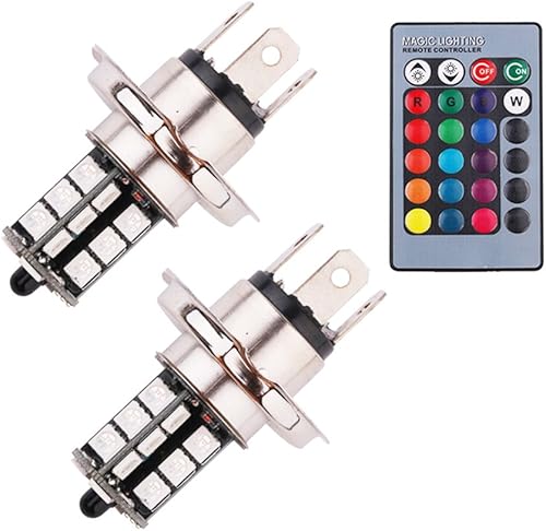 Miniatura 5 de 1797 H4 9003 HB2 LED RGB luces antiniebla bombilla ámbar amarillo blanco multicolor 16 cambio de color kit de interruptor estroboscópico bombillas