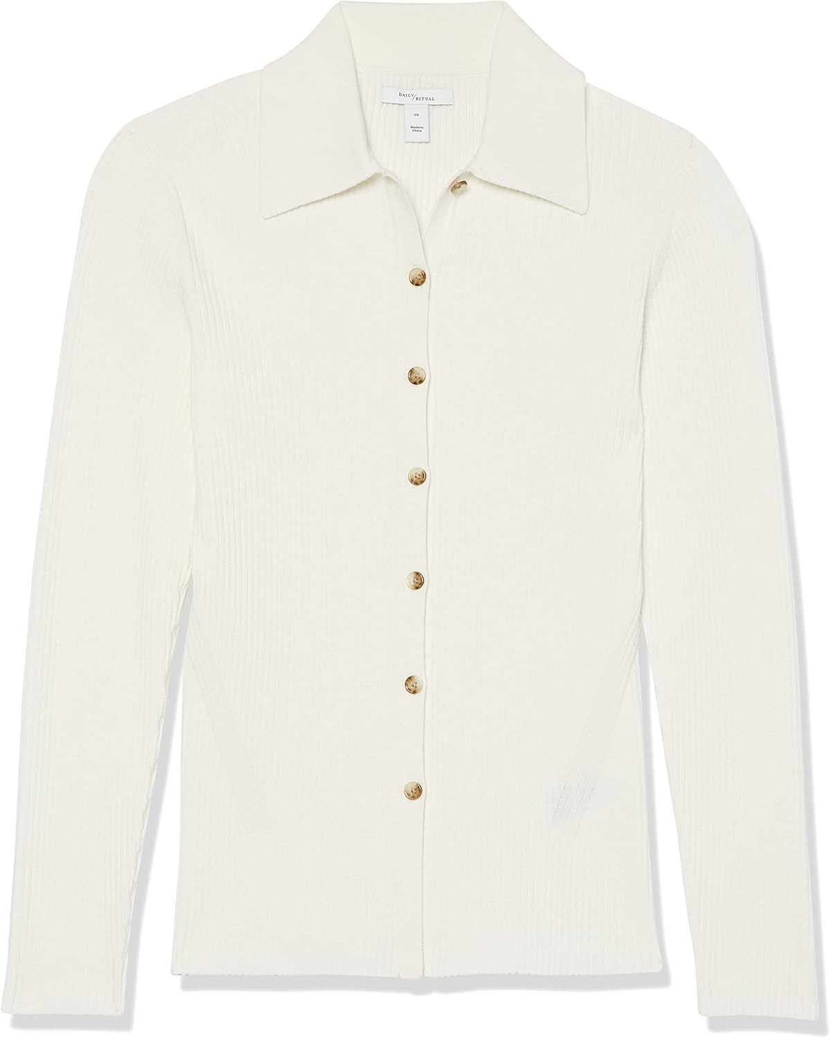 Amazon Essentials Women's Fine Gauge Stretch Polo Ribbed Cardigan (Previously Daily Ritual) - Image 6