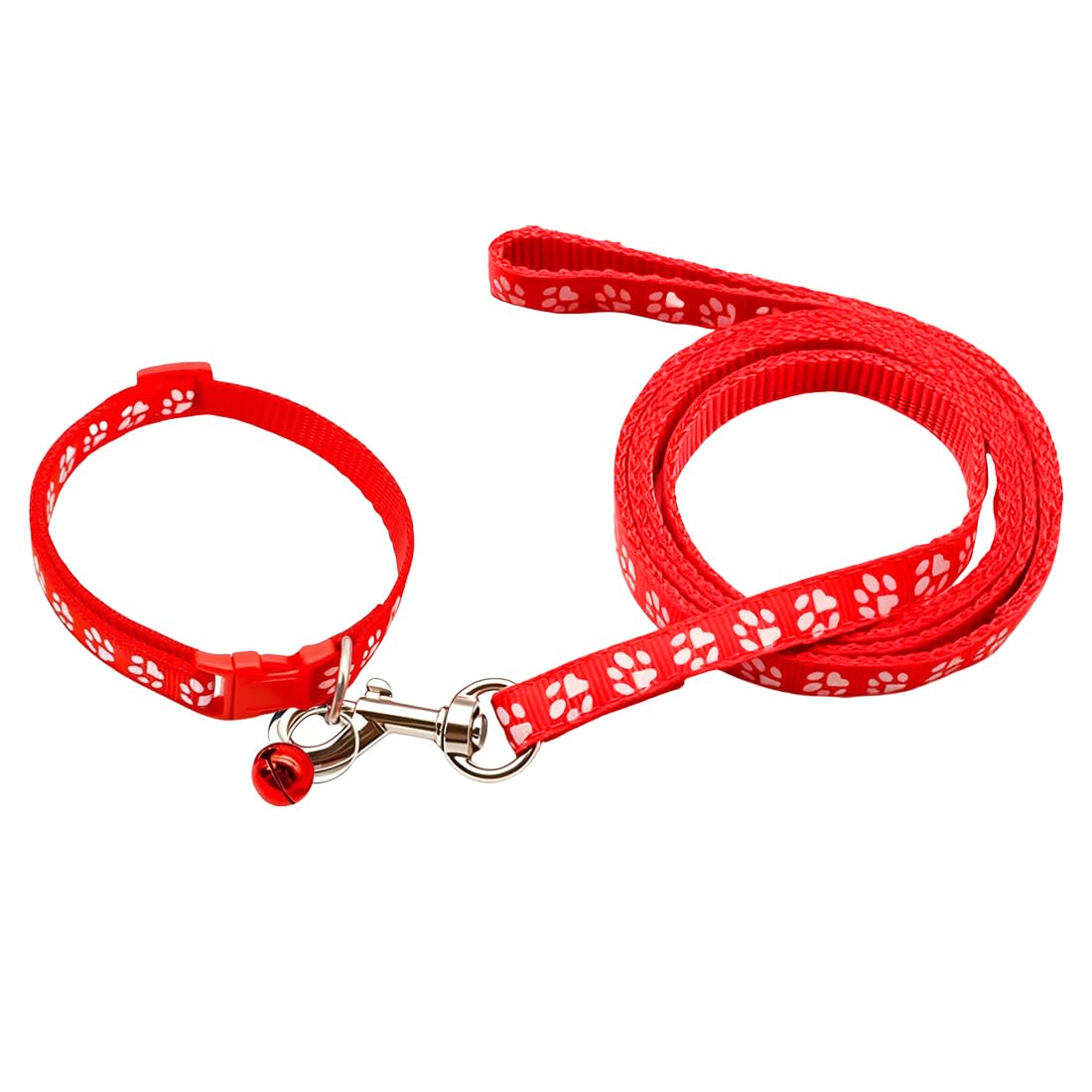 COYUN Welpenhalsbänder mit Leine Set, Hundehalsband und Leine Verstellbares Hundehalsband Weich Nylon Haustier Halsband für Welpen Kleine Mittlere Hunde(Rot)