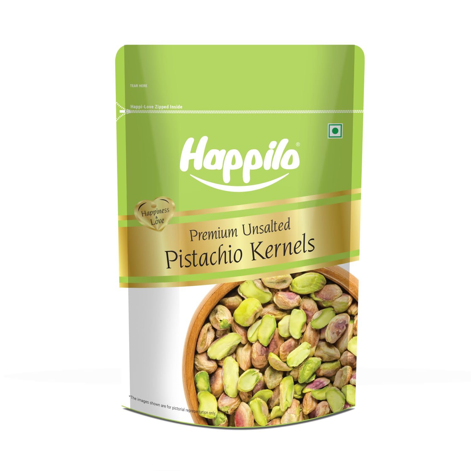 Premium Unsalted Pistachio Kernels by Happilo