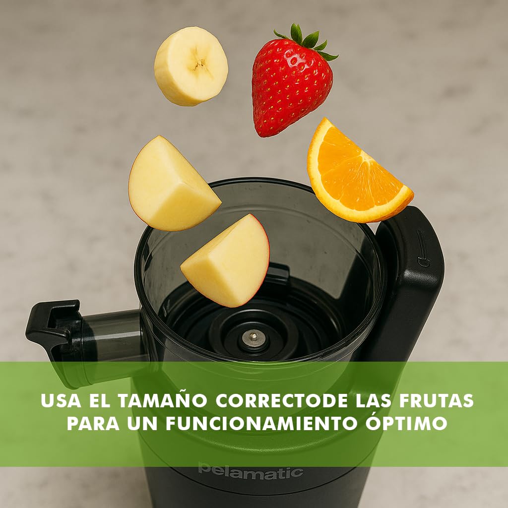 Pelamatic - Extracteur de Jus à Froid | Compact & Silencieux | Polyvalent pour Fruits & Légumes | Nettoyage Facile | Extracteur de Jus Lent & Compact, Noir, Plastique