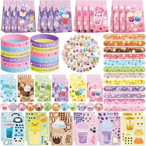 Obussgar Bubble Tea Party Favour Supplies Includes Milk Tea Gift Bags, Adesivi, Distintivi, Braccialetti per feste di compleanno Obussgar Bubble Tea Party Favour Supplies Includes Milk Tea Gift Bags, Adesivi, Distintivi, Braccialetti per feste di compleanno