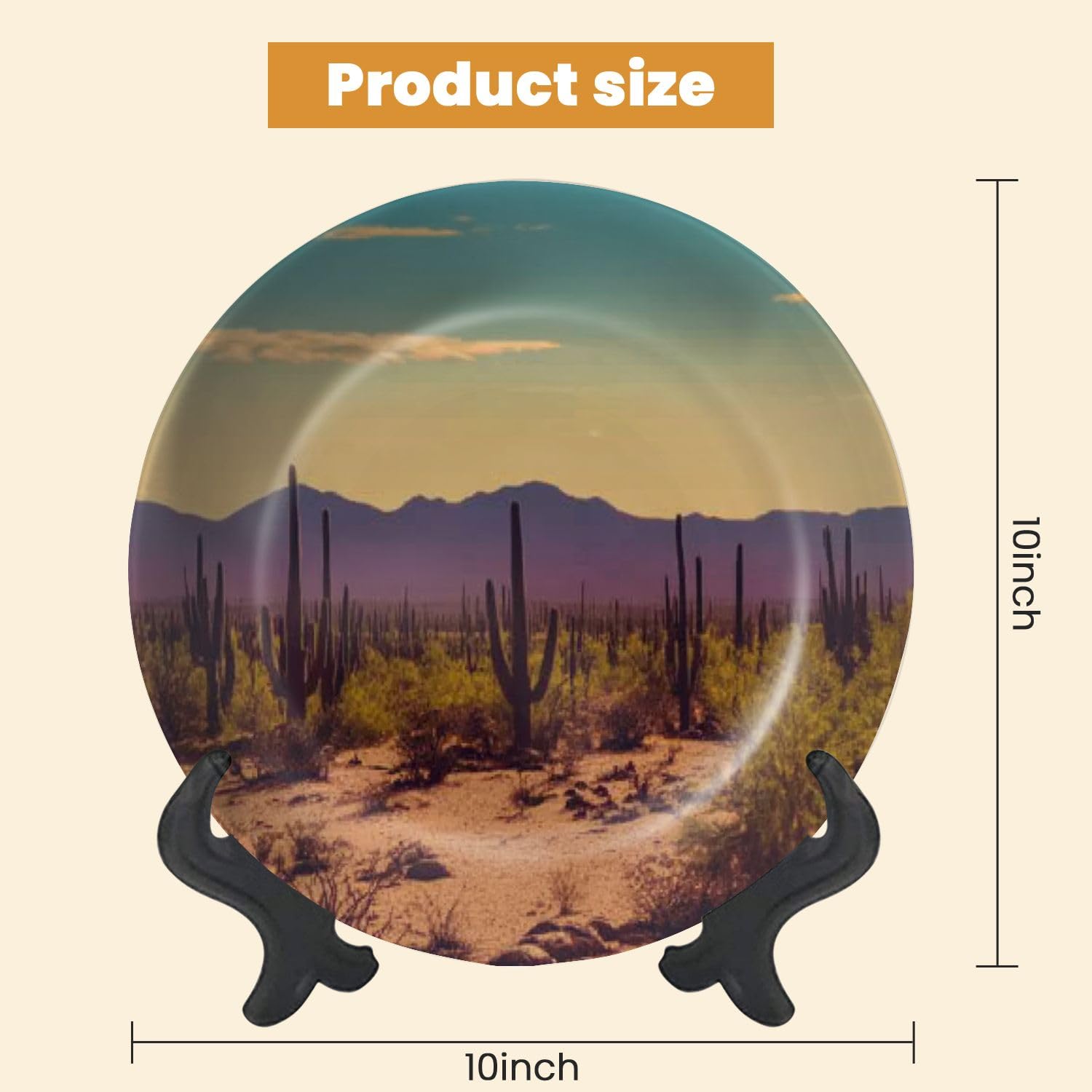 Decorative Plates for Display Desert Landscape Cactus Gift Plates Ceramic Collections Plates Hanging Artwork for Living Dining Room Kitchen Souvenir