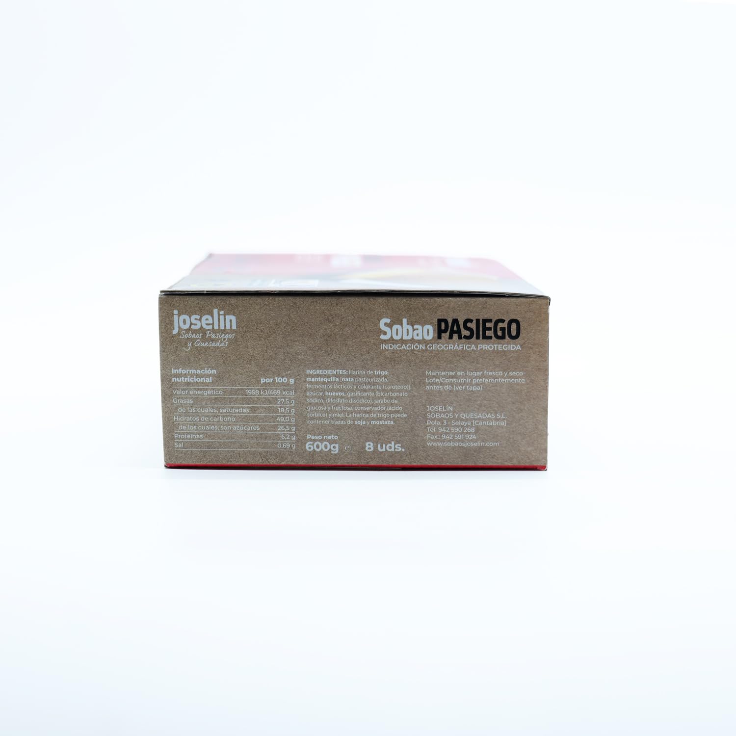Joselín Sobaos Pasiegos Medianos, elaborados con Mantequilla, Calidad Controlada IGP Sobao Pasiego, Paquete de 8 Sobaos envueltos individualmente en film transparente (600 gr) (Pack de 4)