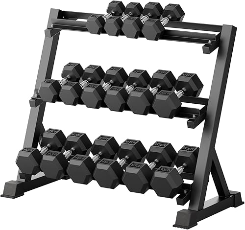 Miniatura 42 de RitFit 5-780LBS Rubber Coated Hex Dumbbell Weight Set with Rack for Home Gym, Strength Training, Workouts