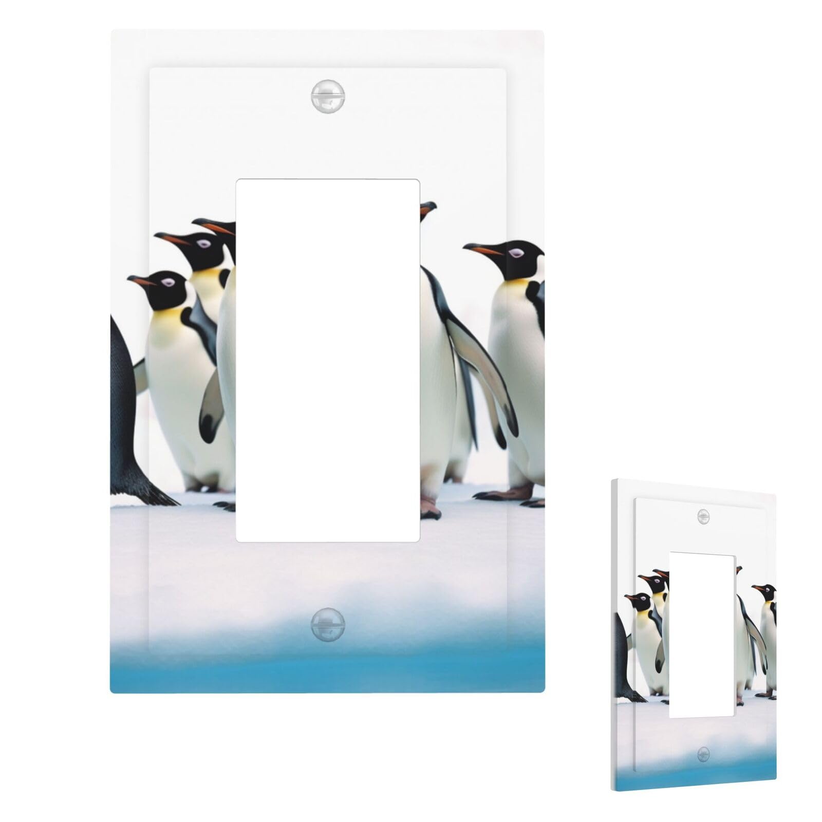 Penguins Wall Plate Cover Modern Decorative 1 Gang Light Switch Cover Unbreakable Receptacle Outlet Covers For Living Room Bedroom Home Decor 1 Gang