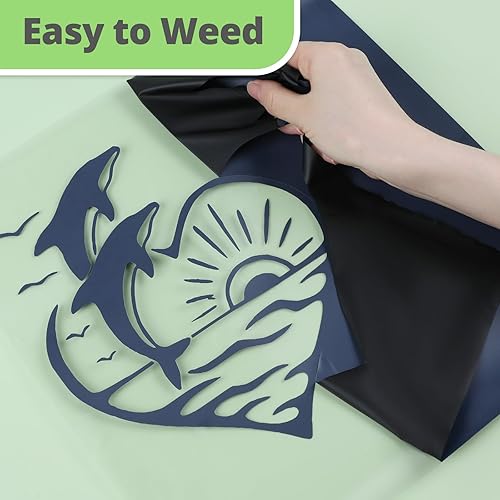 Miniatura 4 de Rollo de vinilo de transferencia de calor (HTV), 12 pulgadas x 12 pies, vinilo para Cricut y Silhouette Cameo, vinilo negro resistente para ropa,