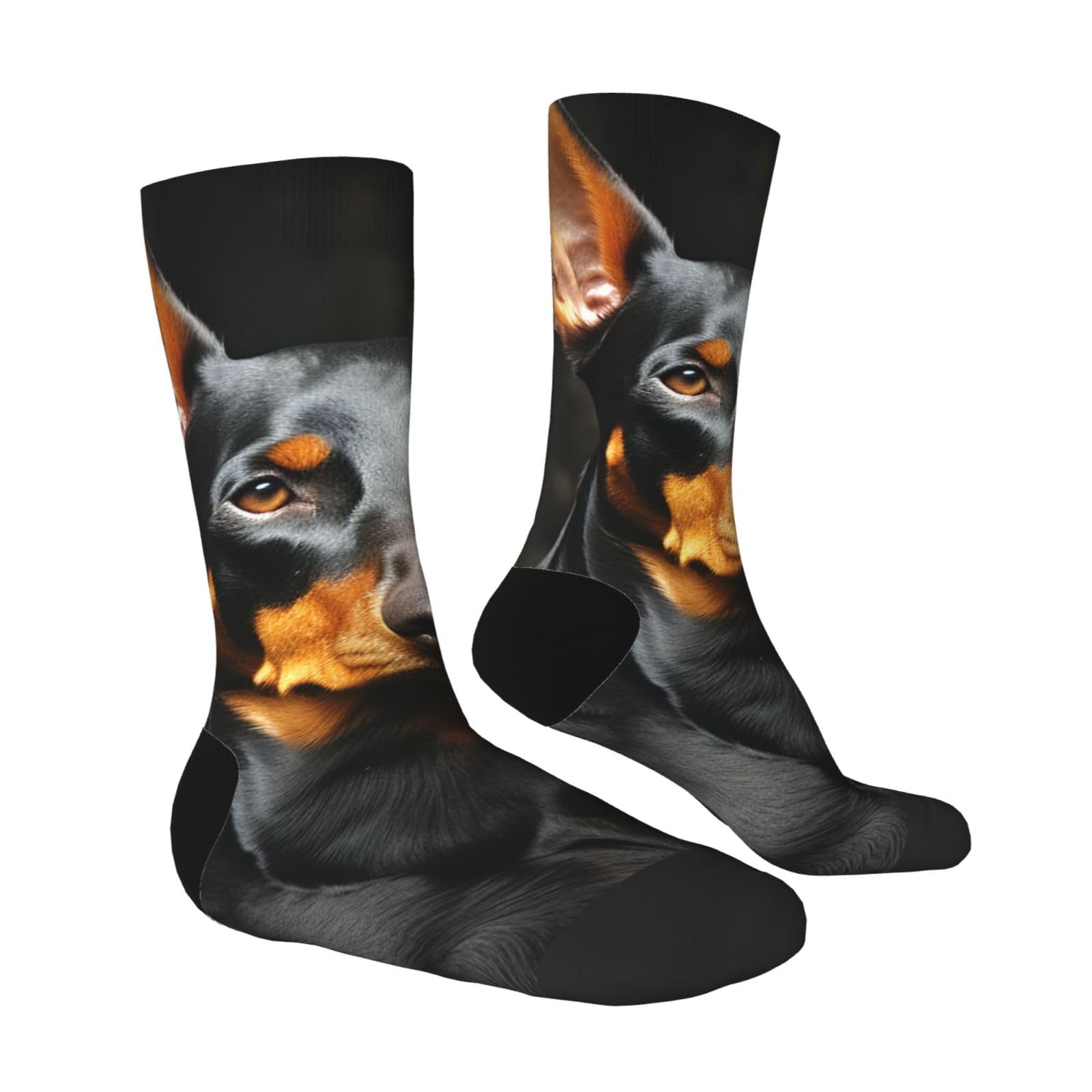 LZQPOEAS doberman Athletic Socks Unisex Cushioned Crew Socks Hiking Running Calf Sock Soft Above Ankle Sock