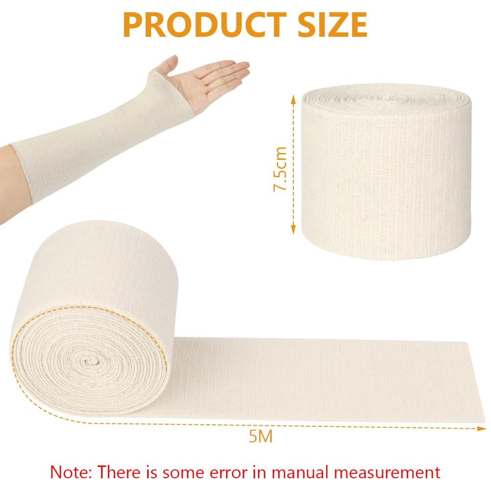 Flintronic Vendaje Elástico de Compresión Tubular de 7.5 cm x 5 M Vendaje de Fijación, para Pequeñas Extremidades, Muñecas