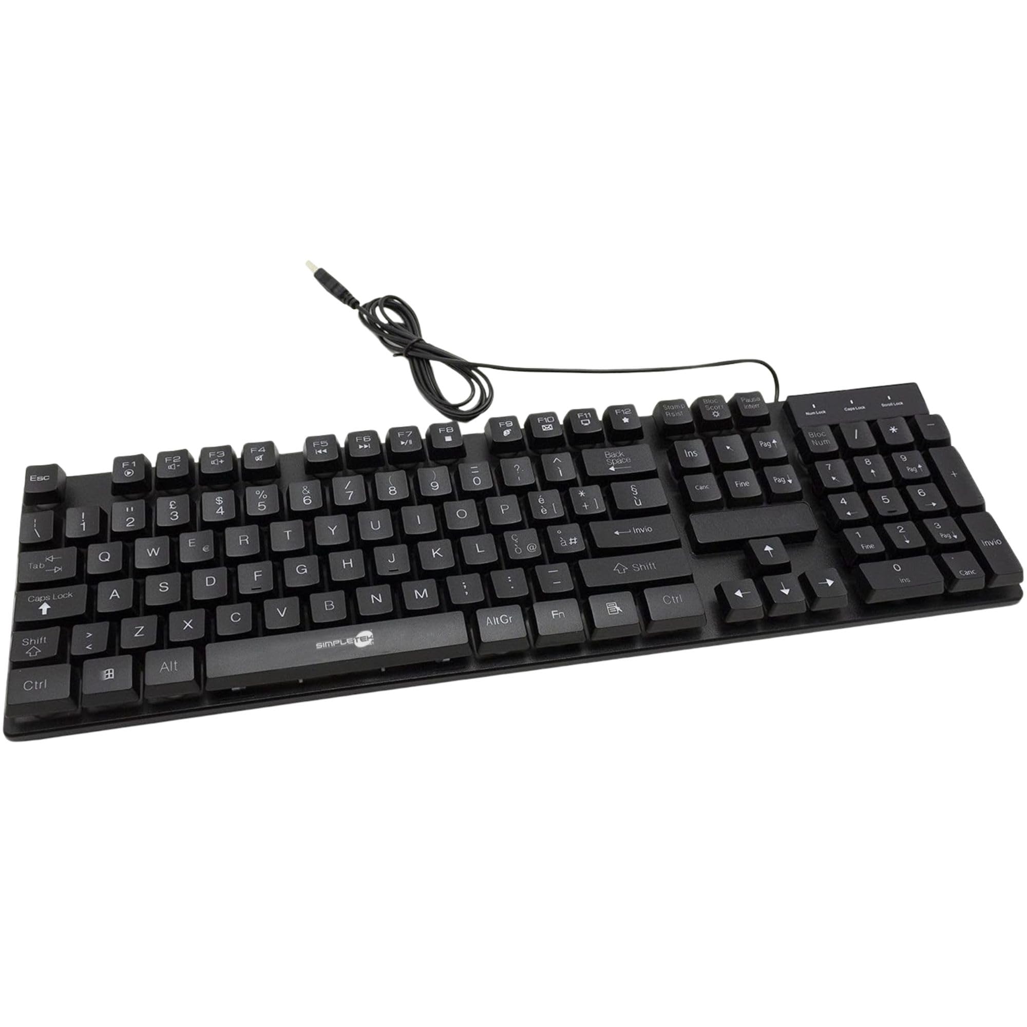 SIMPLETEK - Kit Gaming Mouse & Tastiera RGB | QWERTY Layout Italiano Tasti Sospesi Anti-Ghosting | Mouse Programmabile 3200 DPI