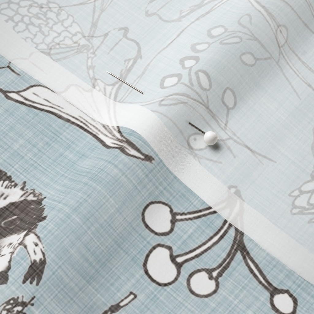 Spoonflower Fabric - Forest Duck Egg Blue Garden Squirrel Woodland Adventure Hiking Pine Printed on Chiffon Fabric by The Yard - Sewing Fashion Apparel Dresses Home Decor