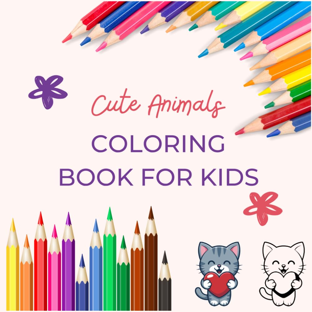 Cute Animals Coloring Book for Kids Ages 4–8