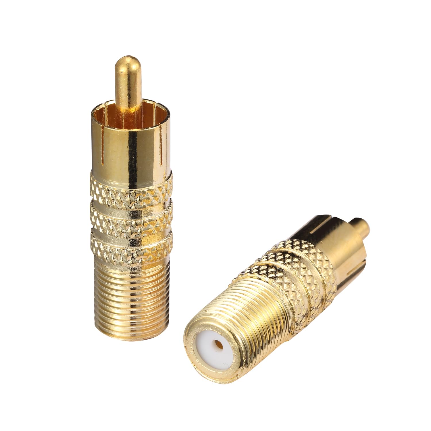 Adattatore F femmina a RCA maschio, connettore cavo coassiale in rame placcato oro 75 ohm per TV via cavo, TV satellitare, TV, modem, subwoofer, apparecchiature audio e video, confezione da 2