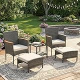 ARTBUSKE 5 PCS Outdoor Patio Furniture Set with Table&Ottoman Outdoor Furniture...