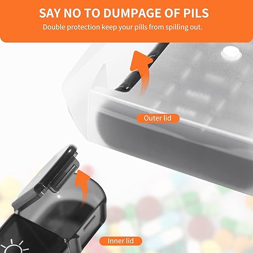 Miniatura 5 de GIIYAA Pastillero organizador con caja de PP, caja portátil para píldoras y soporte para medicina diaria y vitaminas, ideal para viajes (negro)