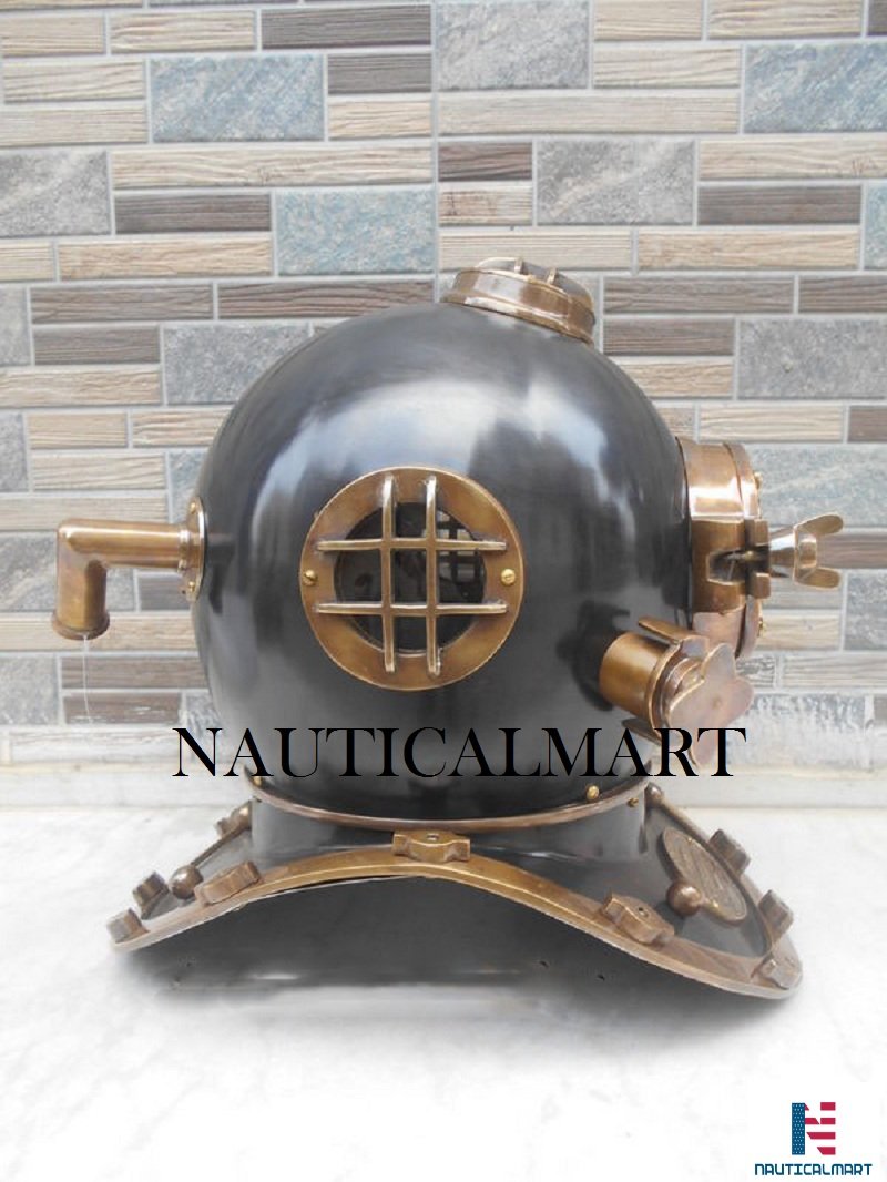 NauticalMart Vintage Morse U.S Navy Diving Helmet 18'' Solid Brass & Iron Black Finish Gift