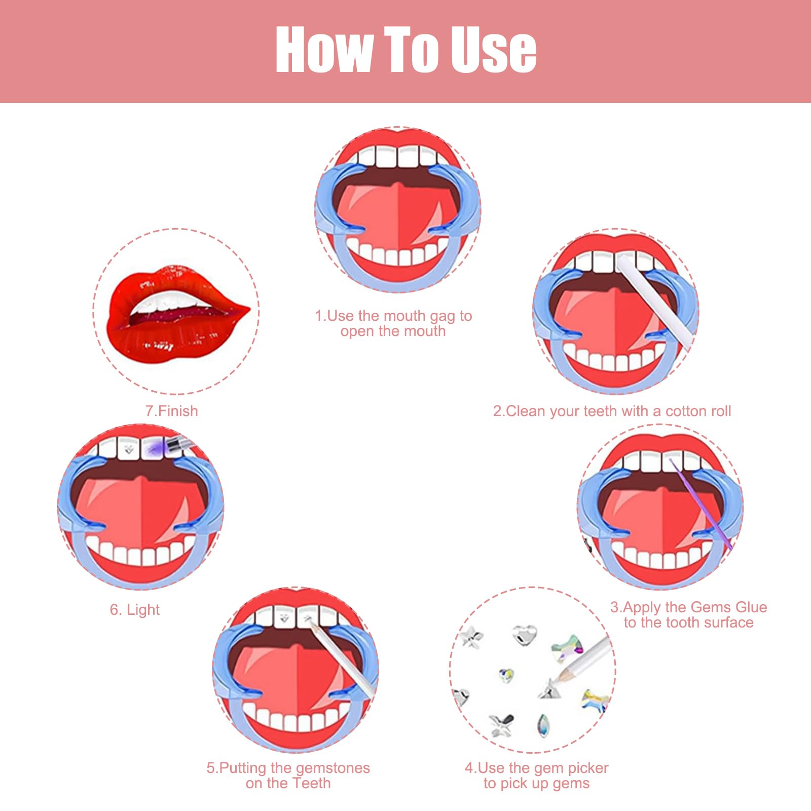 30 Stück Tooth Gem Kit Zahnstein Schmuck DIY Set - Edelstein Zahnschmuck Für Reflektierende Zahnverzierungs Dekoration