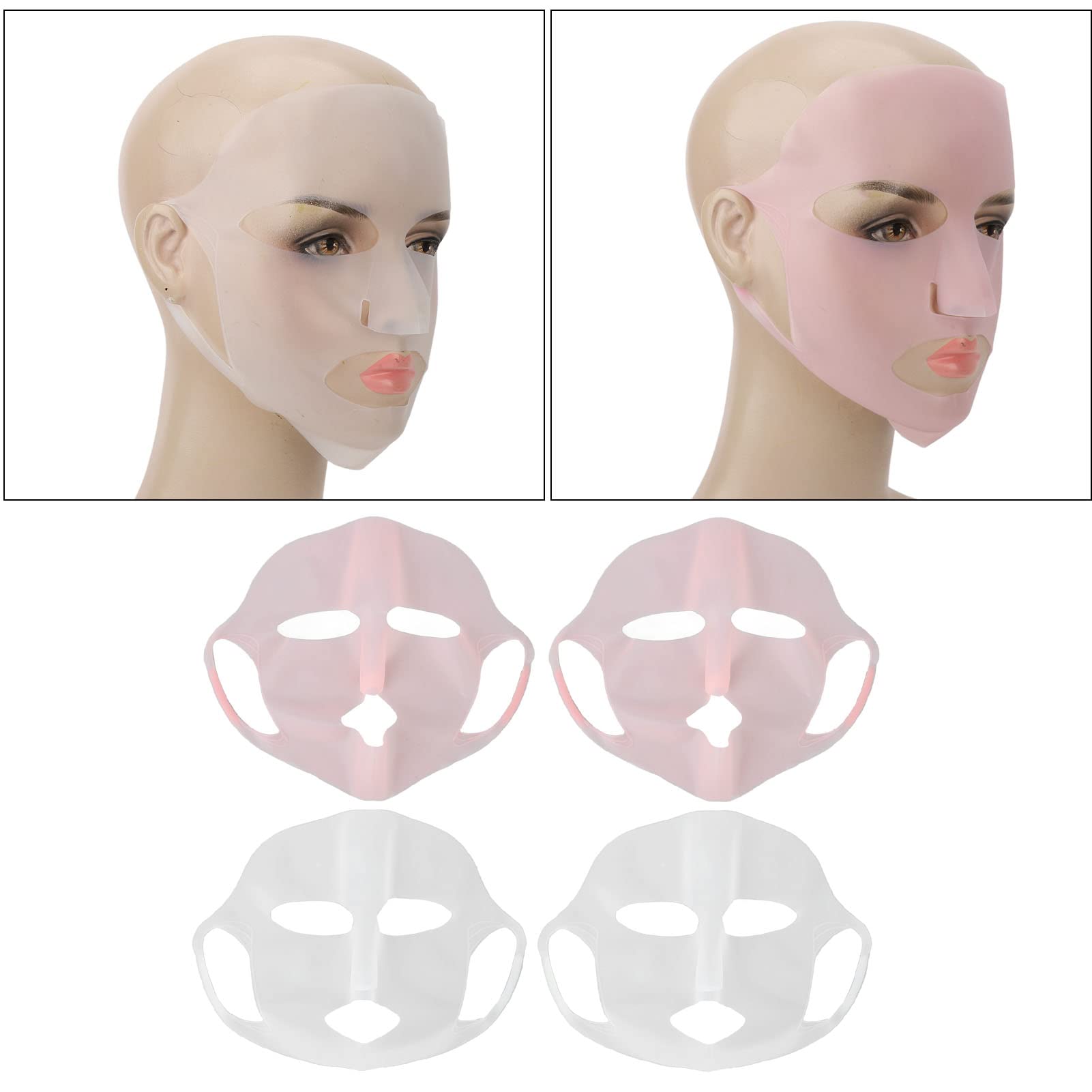 Eacam Silikon-Gesichtsmasken-Halter, Wiederverwendbar, Silikon-Gesichtsmaske, Wiederverwendbare Gesichtsmasken-Abdeckung, 4 Stück, Hängendes Ohr, Feuchtigkeitsspendend, Anti-Versc