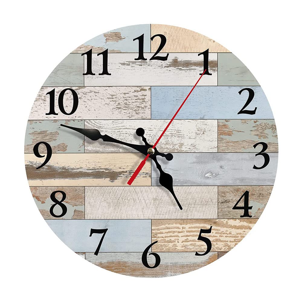 Dotbuy-Shop Retro Wall Clock Silent Non Ticking, 25Cm Round Battery Operated Vintage Decorative Clocks Arabic Numeral Quartz Wall Clock For Bedroom,Living Room, Home, Kitchen, Office (10Inch,)