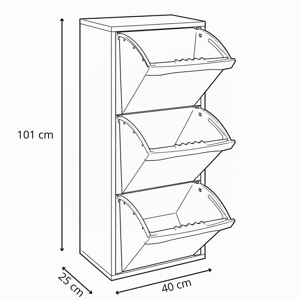 Liberoshopping Mobile in legno per raccolta differenziata 3 vani 25X40 CM H 101 CM (Cemento)
