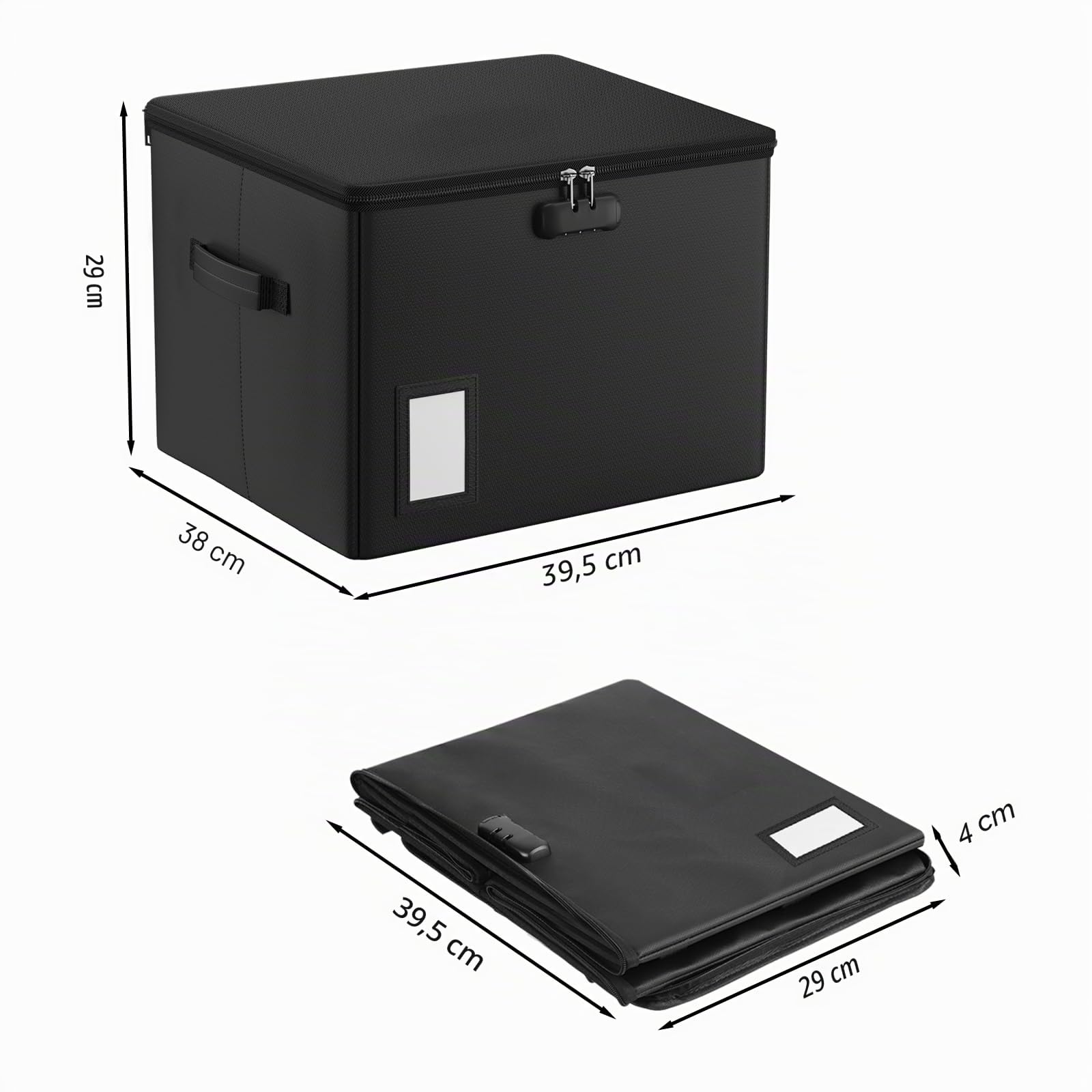 ENGPOW Boîte de rangement ignifuge pour documents,bandes dessinées,39,5 x 38 x 29 cm,grande boîte pliable pour bandes dessinées avec verrou,conteneur robuste pour magazines,journaux