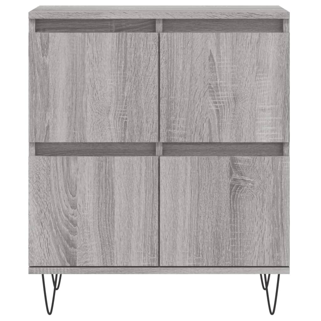 Buffet Salon et Salle à Manger, Enfilade Style Classique 2 Pièces, Meuble de Rangement en Bois d'Ingénierie et Métal, 120 x 35 x 70 cm, Couleur Sonoma Gris