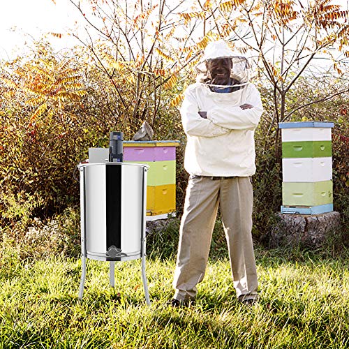 VINGLI Upgraded Electric 4 Frame Honey Extractor, Stainless Steel Honeycomb Spinner Drum with Adjustable Height Stands, Beekeeping Pro Apiary Centrifuge Equipment - Image 3