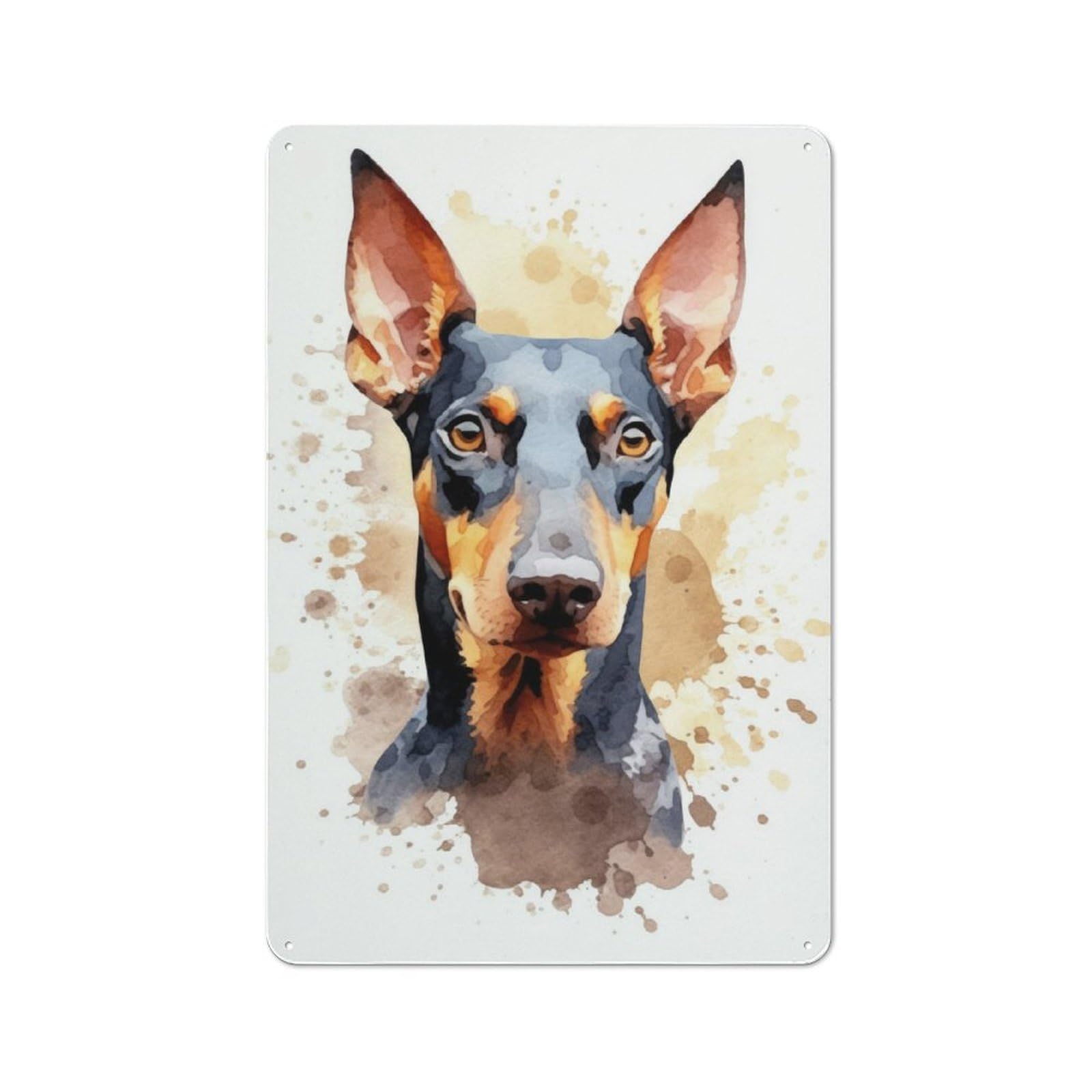 Junmoney Watercolor Doberman Industrial-Style Metal Sign 30X20cm For Workshop Wall, For Kitchen, Dining Room And Home Bar Wall Decor