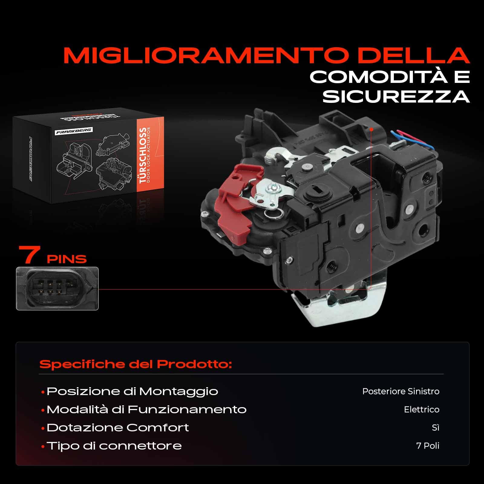 Frankberg Serratura porta serratura auto Posteriore sinistro | Compatibile con A4 8E2 A4 Avant 8E5 Exeo ST 3R5 Exeo 3R2 Replace# 8E0839015D