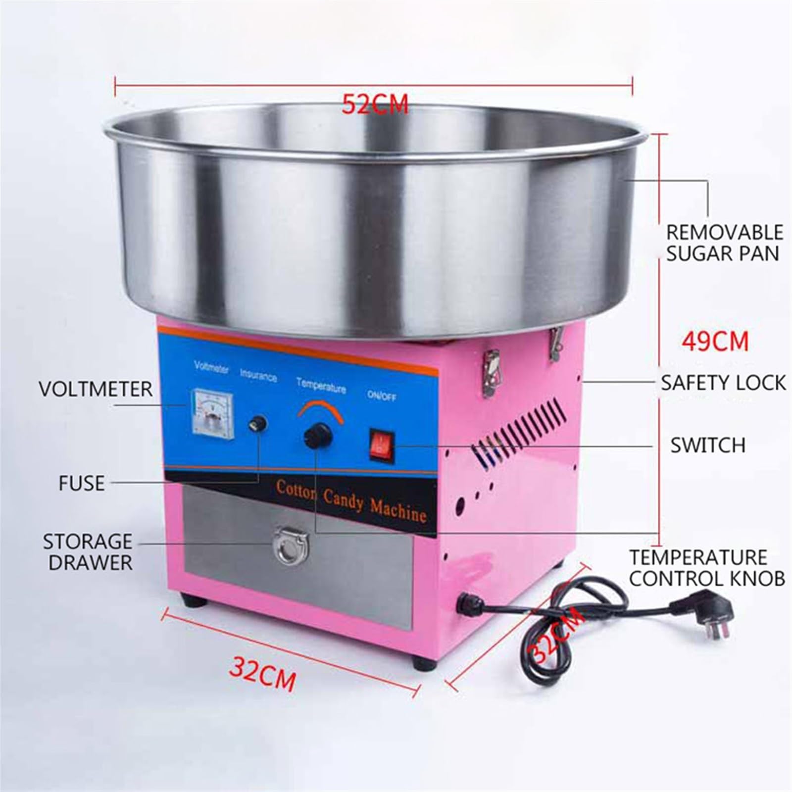 Fritteusen, Vollautomatische Zuckerwattemaschine, kommerzieller mobiler Stand, elektrisch, for kleine Kinder, Haushalt, Sonderangebote