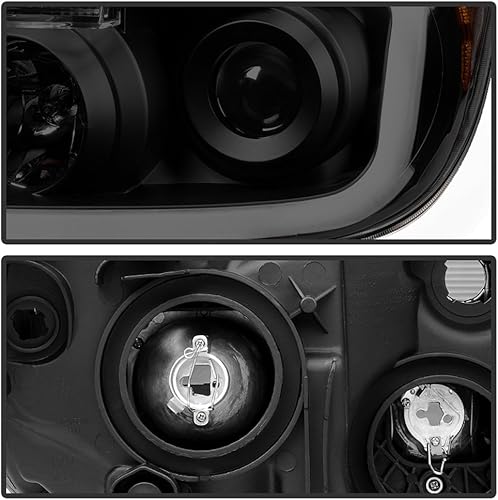 Miniatura 4 de ACANII - Para Toyota Tundra 2007-2013, color negro, tubo LED ahumado, estilo actualizado, faros delanteros delanteros con proyector par