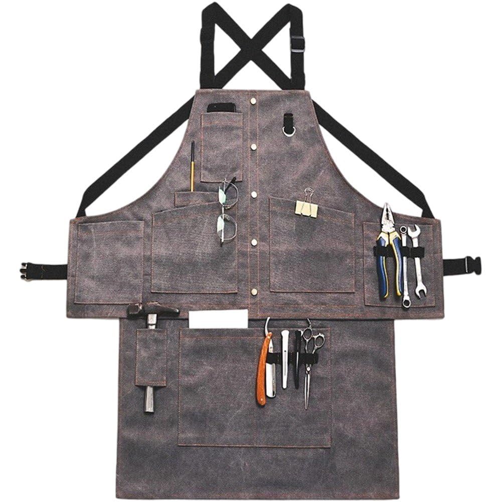Tablier de cuisine imperméable multi-poches à bretelles croisées pour une protection totale