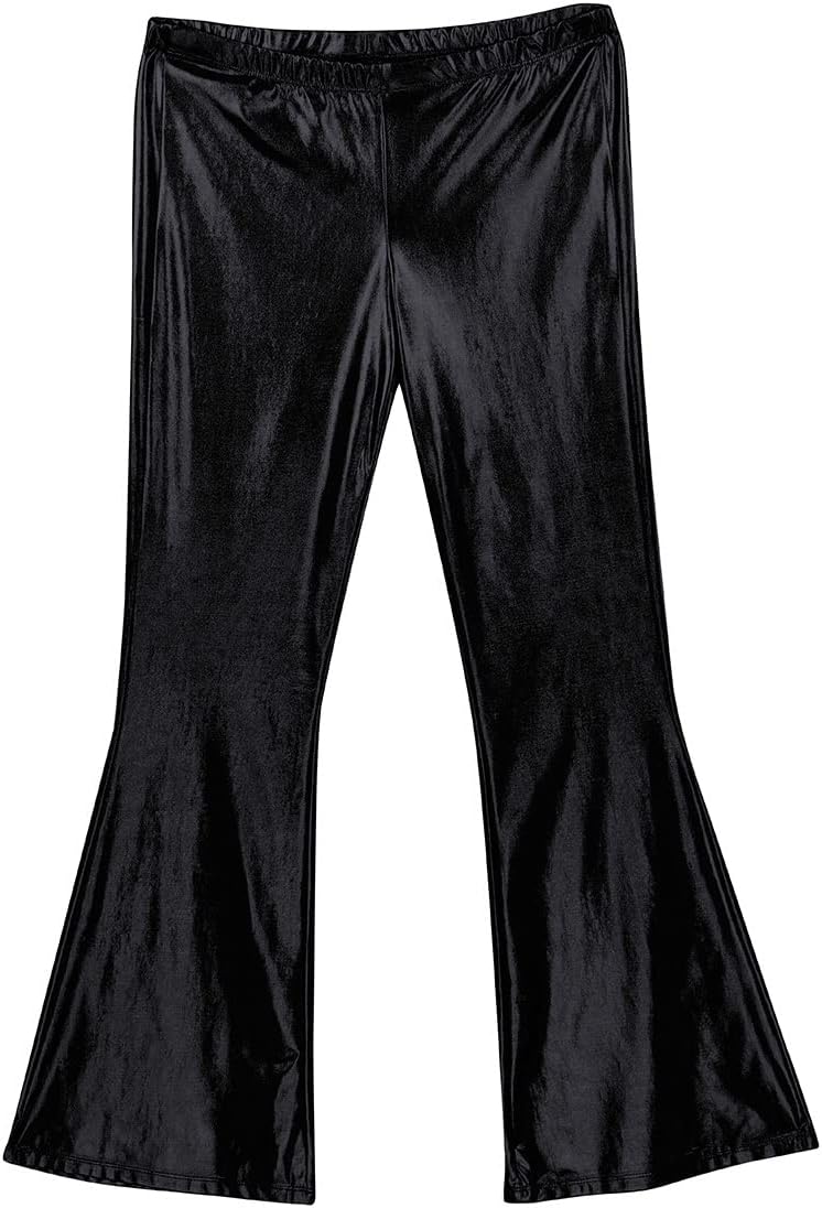 Mens Metallic Shiny Party Dance Pants Disco Nightclub Flared Bell Bottom Trousers Costume