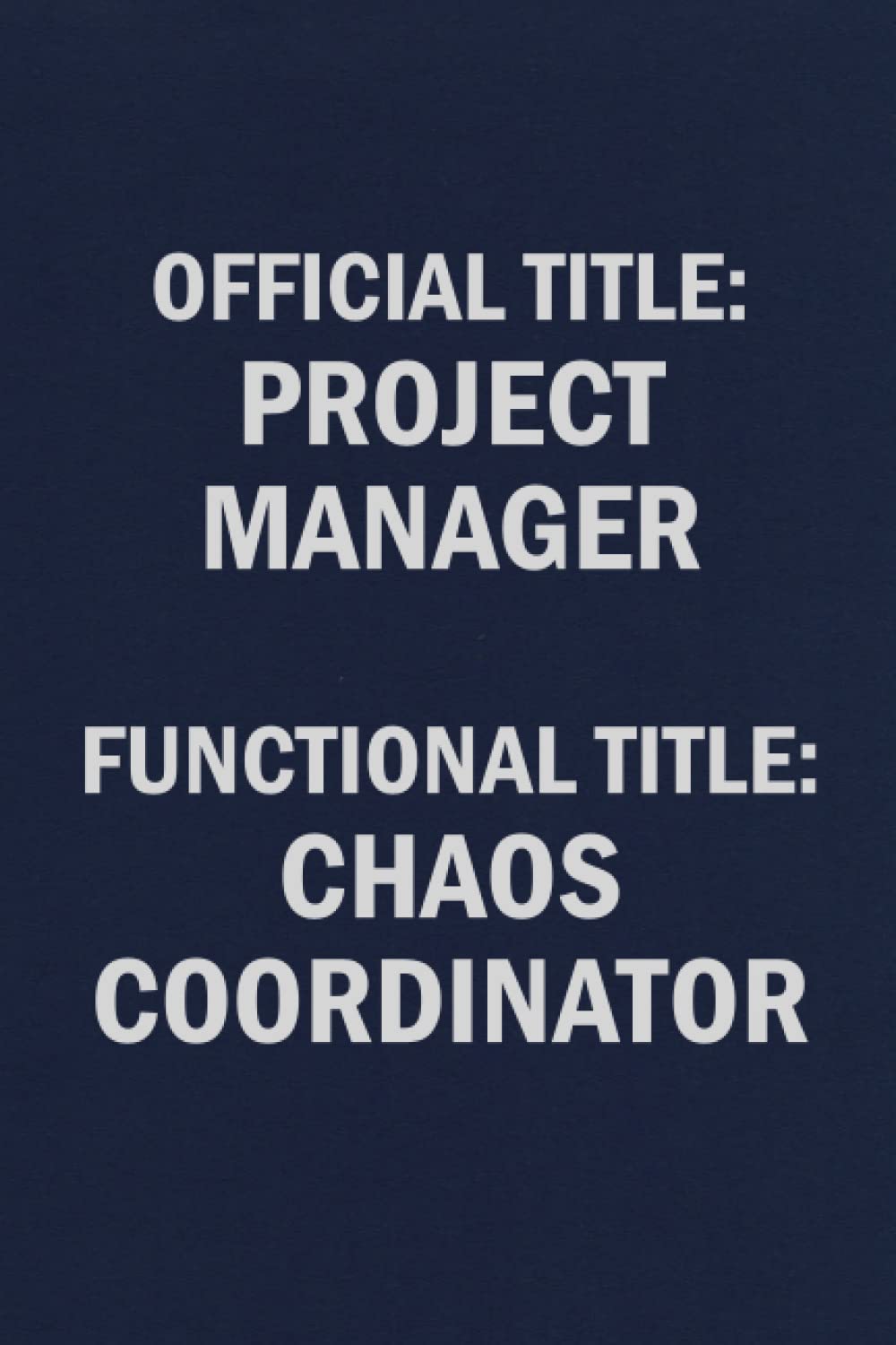 Official Title: Project Manager Functional Title: Chaos Coordinator: Funny Blank Lined Journal Coworker Notebook