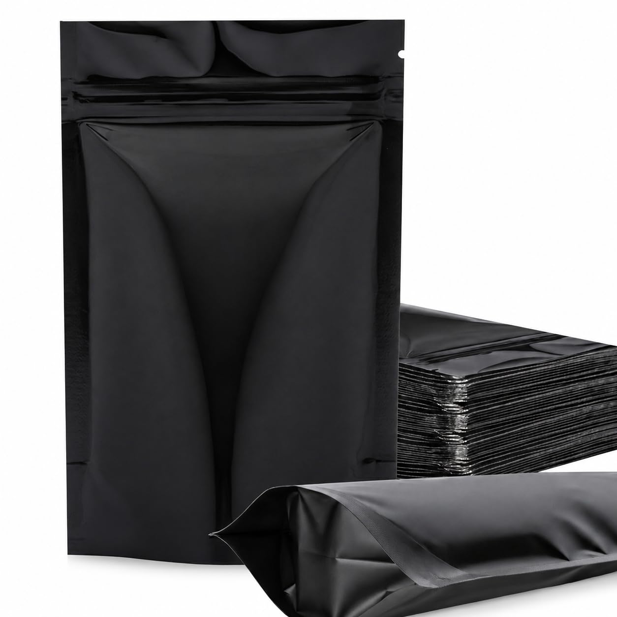 100 Pack 1 Quart Black Mylar Stand Up Bags - Smell Proof Bag