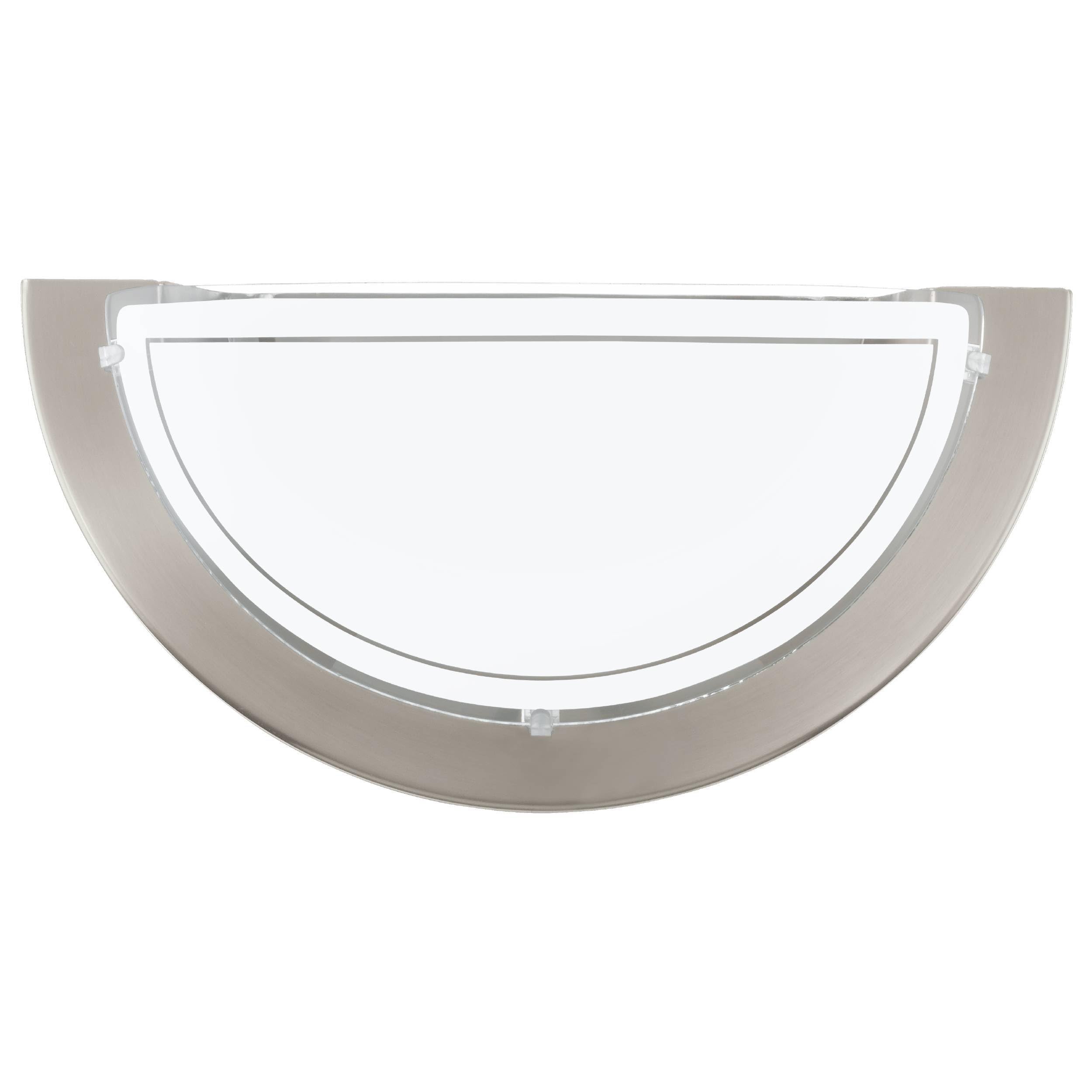 EGLO Planet 1 Aplique de pared de 1 foco, iluminación de pared para interiores de metal y cristal, aplique de salón en plata, blanco, aplique de pasillo semicircular con casquillo E27