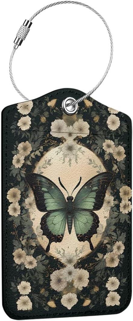Floral Butterfly Luggage Tag Suitcase Tags with Privacy Flap and Metal Loop