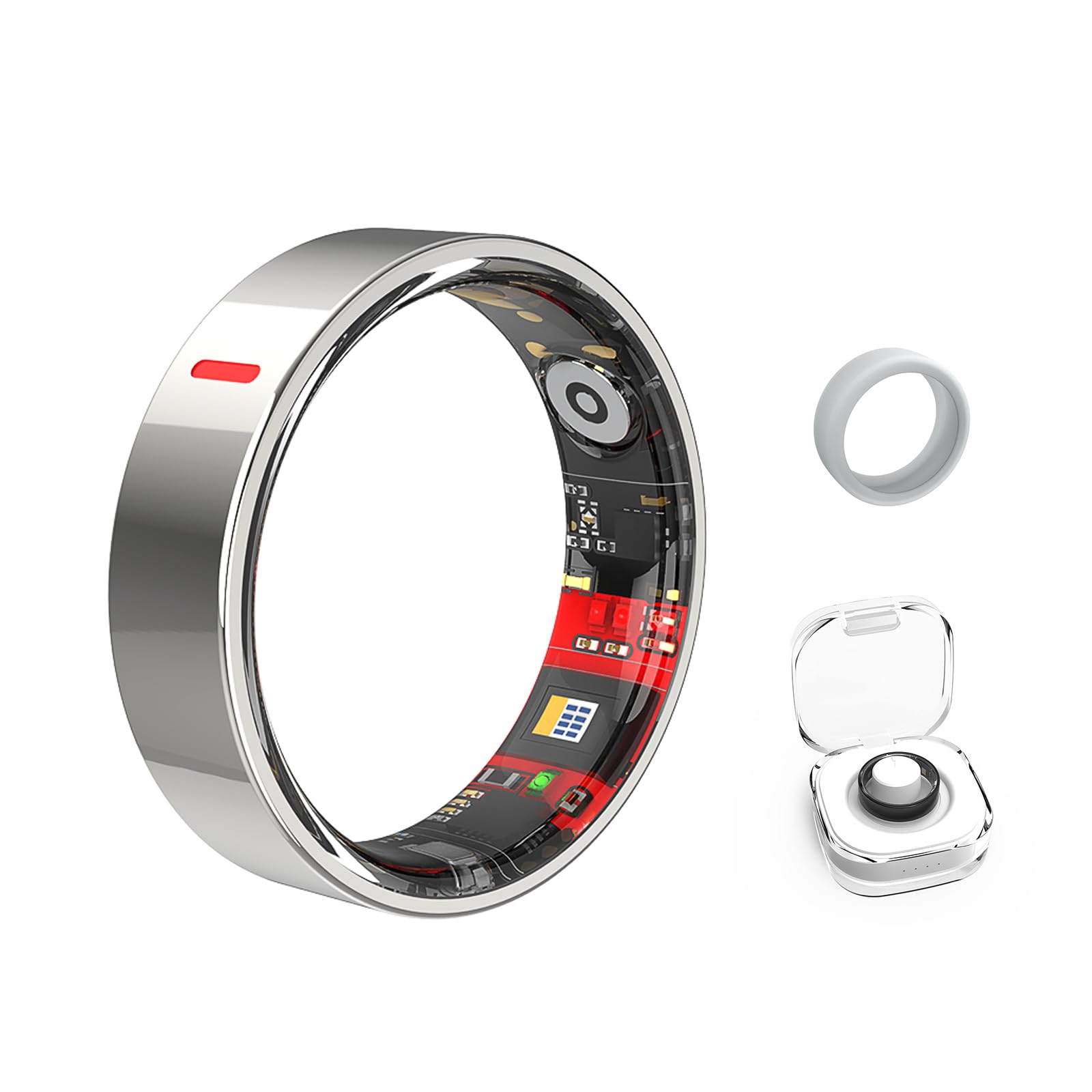 Smart Rings for Men & Women,Tracker with Step,Fitness,Health,Sleep,Blood Pressure,Smart Wearable,iOS & Android Compatible,Non-Subscription (Silver, 10)-image-7