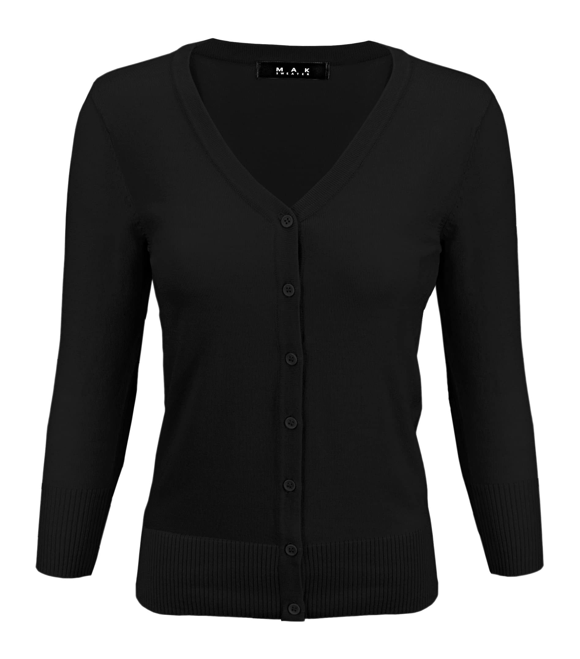 Women's Knit Cardigan Sweater – 3/4 Sleeve V-Neck Basic Classic Casual Button Down Soft Lightweight Top (S-3XL)