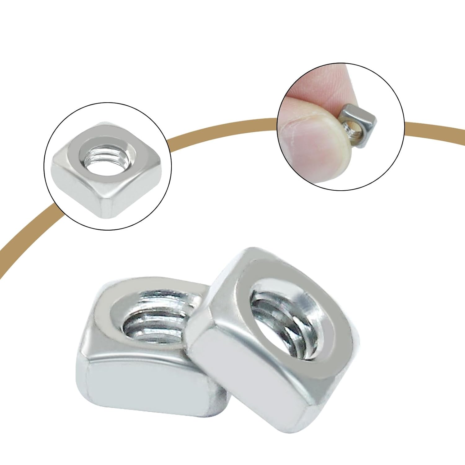 Waziaqoc 100 PCS M4 Square Nuts, 304 Stainless Steel