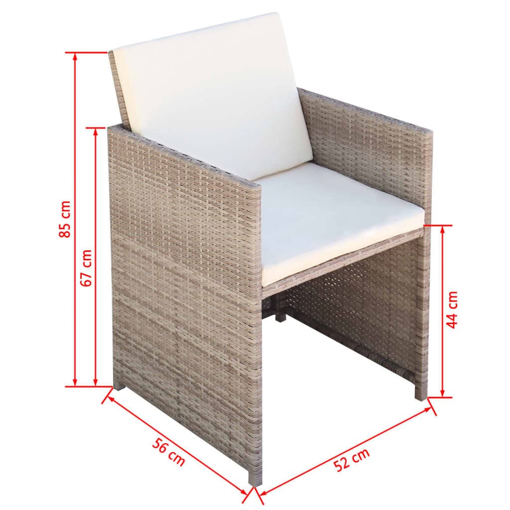 2 krzesła, meble ogrodowe, krzesła rekreacyjne z 4 tapicerkami, polirattan, beżowe, stalowa rama, krzesła do jadalni na taras