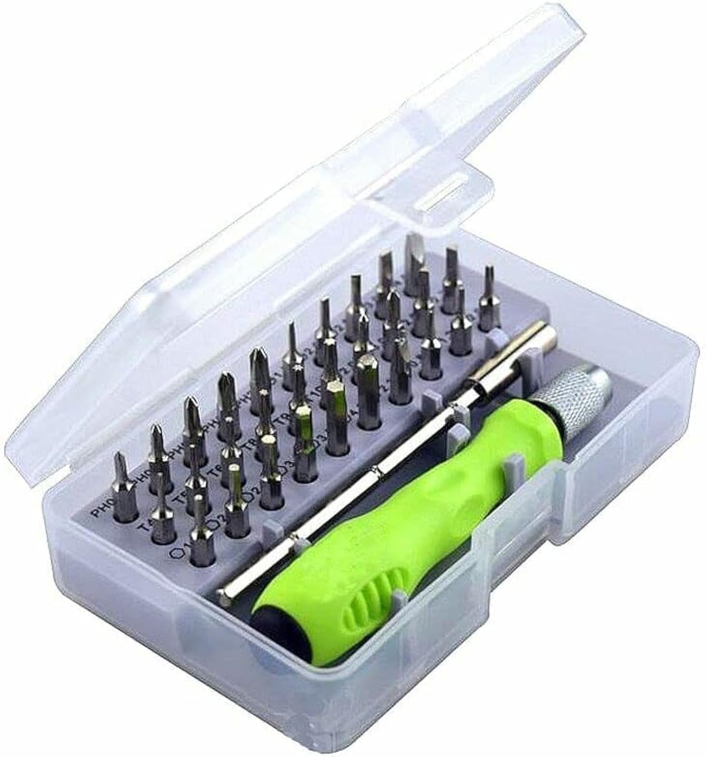 32 in 1 Mini Screwdriver Tool Set Kit with Magnetic Flexible Extension Rod, Precision Bits screw driver, computer, mobile repairing tool kit, watch repairing, laptop screwdriver set, Multicolor