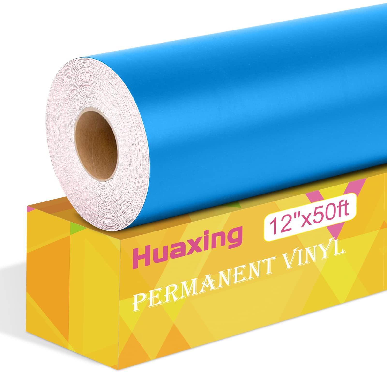Huaxing Matte Blue Permanent Vinyl, 12" x 50FT Permanent Adhesive Vinyl Roll for All Cutting Machines, Signs, Craft Die Cutters