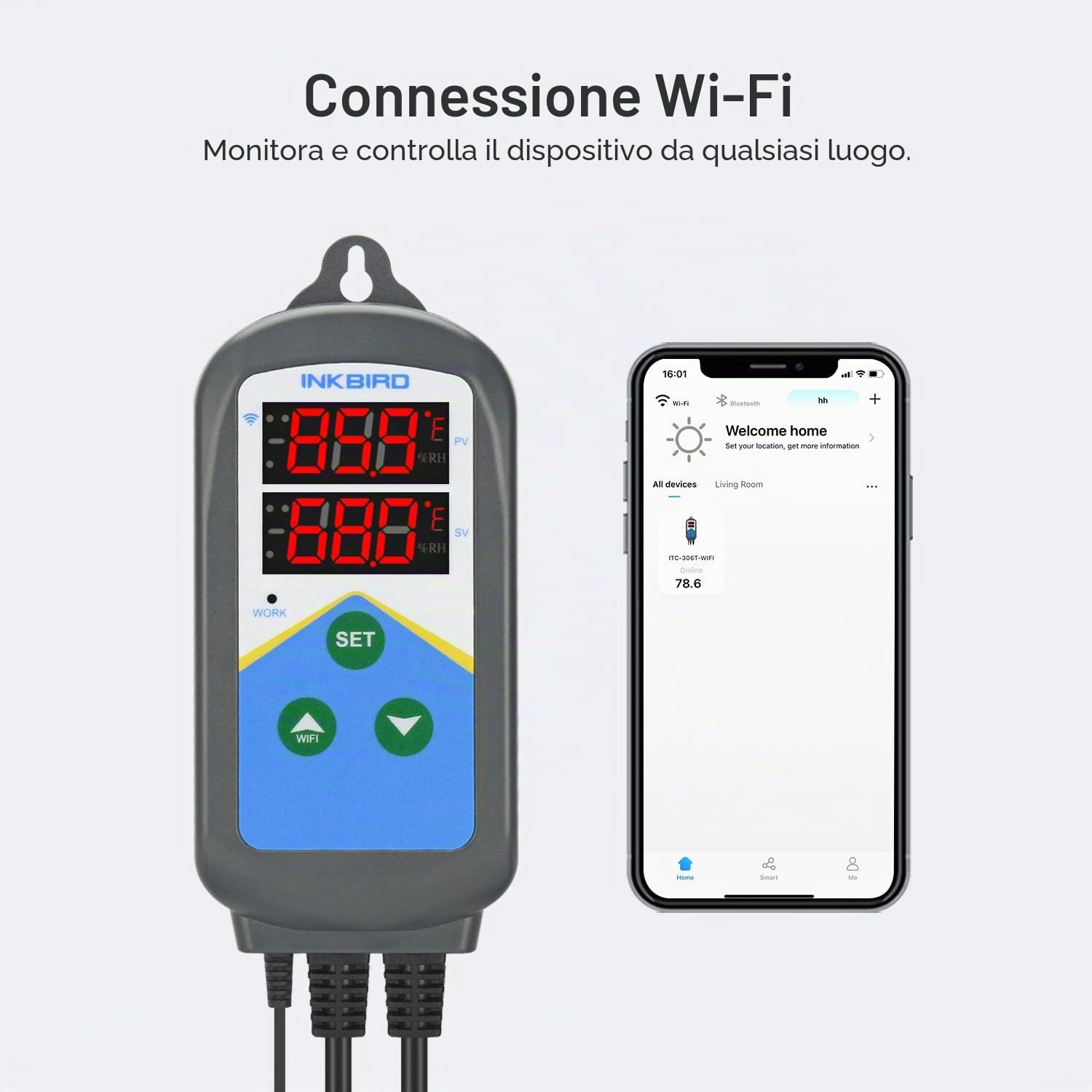 Inkbird Termostato WiFi, doppio ciclo e funzione sveglia Due prese (solo per riscaldamento)