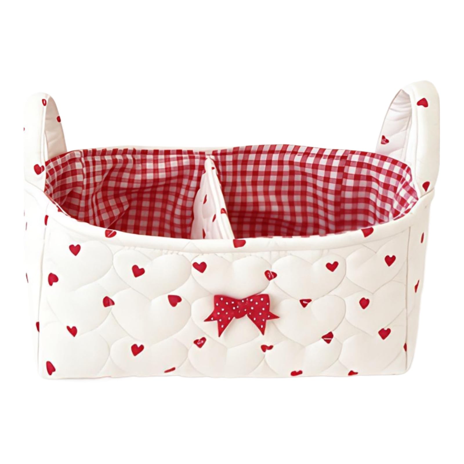 Cute Bedside Caddy Floral Bow Multifunctional Desk Container Organizer with Partition for Home Travel Countertop Dresser Little Items