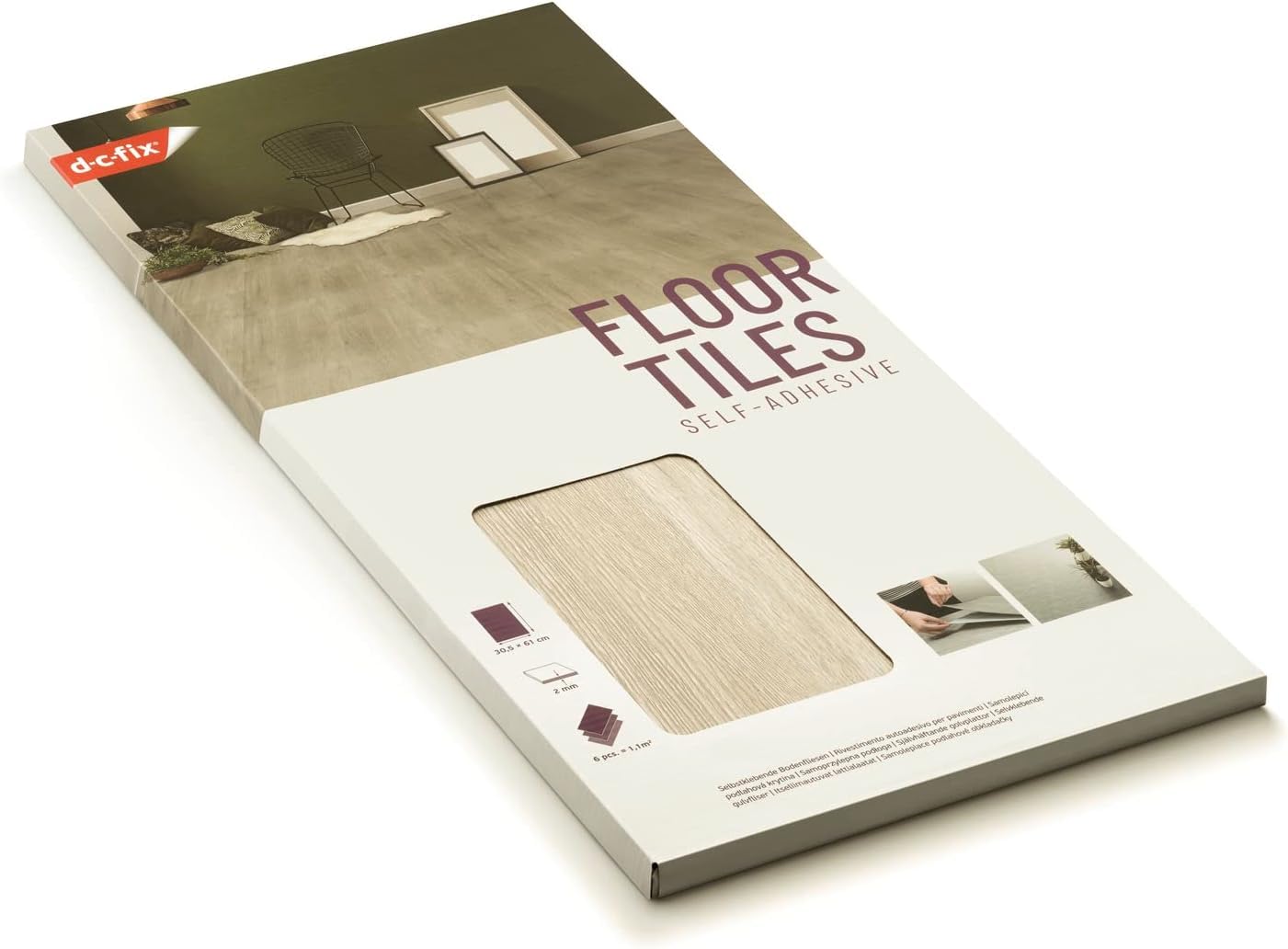 d-c-fix losetas adhesivas para suelo Roble Nórdico (pack 11, 61 cm x 30,5 cm) – baldosas de PVC adhesivas para suelo de calidad – suelo vinílico fácil de limpiar y ajustable