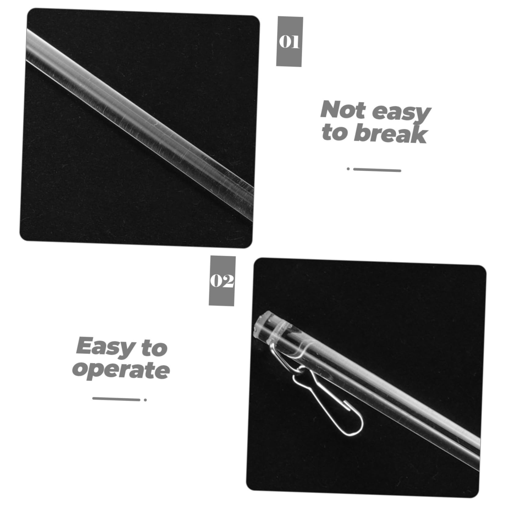 GARVALON Drapery Pull Wand Transparent Curtain Pull Rod for Blinds and Drapes Lightweight Sturdy for Home Office Use Convenient Curtain Opening Tool